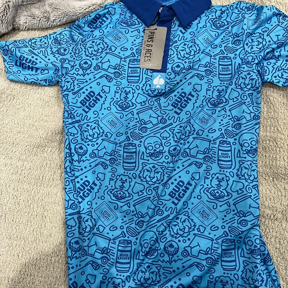 Pins and Aces Small Men’s Bud Light Golf Polo